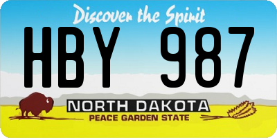 ND license plate HBY987