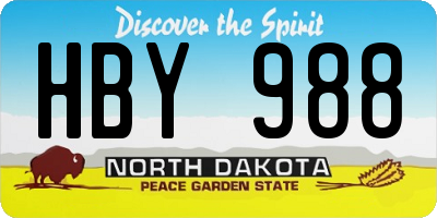 ND license plate HBY988