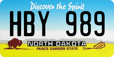 ND license plate HBY989