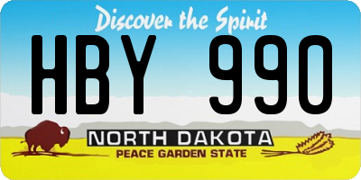 ND license plate HBY990