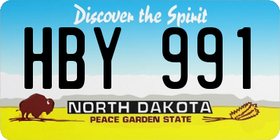 ND license plate HBY991