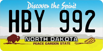 ND license plate HBY992