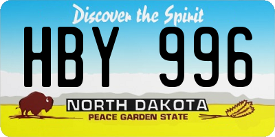 ND license plate HBY996