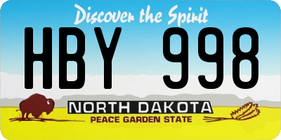 ND license plate HBY998