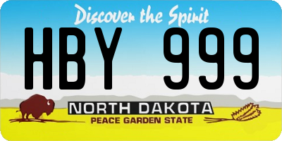 ND license plate HBY999