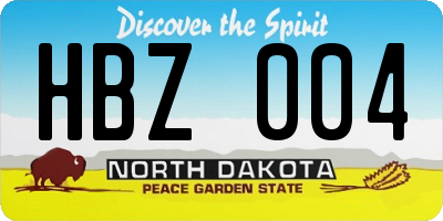 ND license plate HBZ004