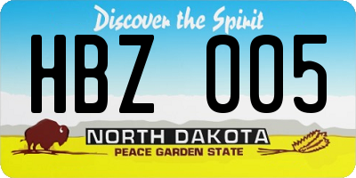 ND license plate HBZ005