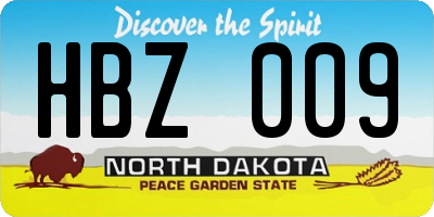 ND license plate HBZ009
