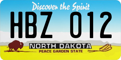 ND license plate HBZ012