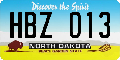 ND license plate HBZ013