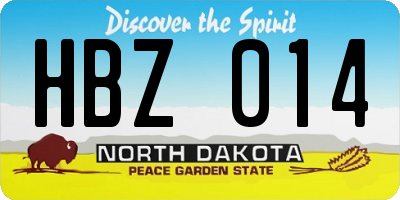 ND license plate HBZ014