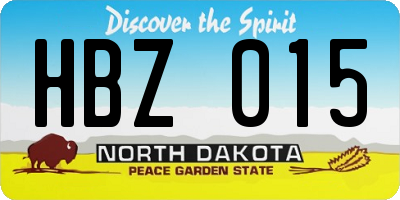 ND license plate HBZ015