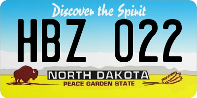 ND license plate HBZ022