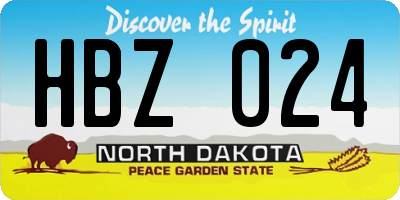 ND license plate HBZ024