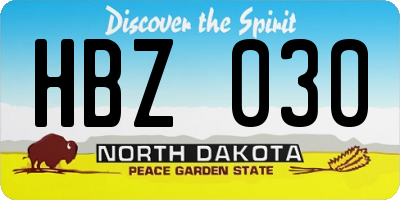 ND license plate HBZ030