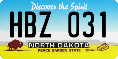 ND license plate HBZ031