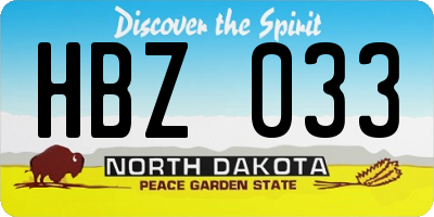 ND license plate HBZ033