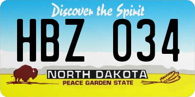 ND license plate HBZ034