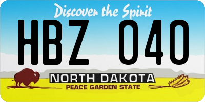ND license plate HBZ040