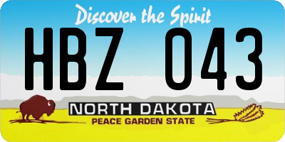 ND license plate HBZ043