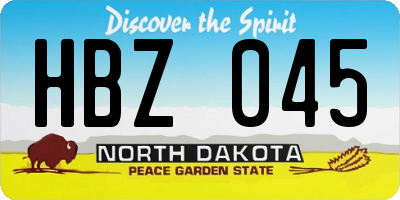 ND license plate HBZ045