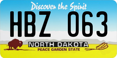 ND license plate HBZ063