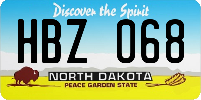 ND license plate HBZ068