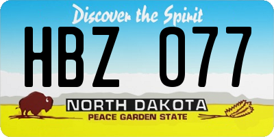 ND license plate HBZ077