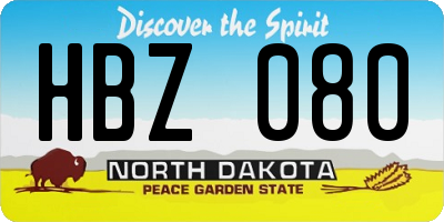 ND license plate HBZ080