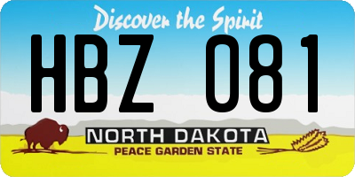 ND license plate HBZ081