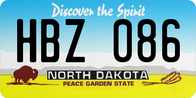 ND license plate HBZ086