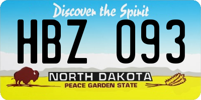 ND license plate HBZ093