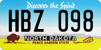 ND license plate HBZ098