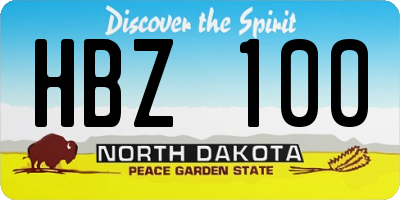 ND license plate HBZ100