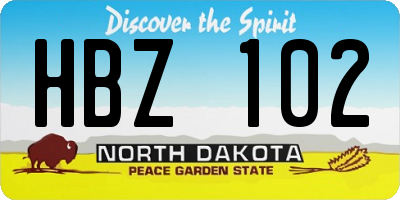 ND license plate HBZ102