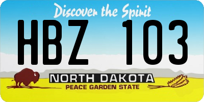ND license plate HBZ103