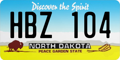 ND license plate HBZ104
