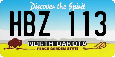 ND license plate HBZ113