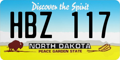 ND license plate HBZ117