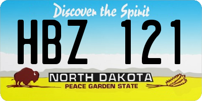 ND license plate HBZ121