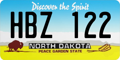 ND license plate HBZ122