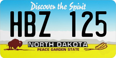 ND license plate HBZ125