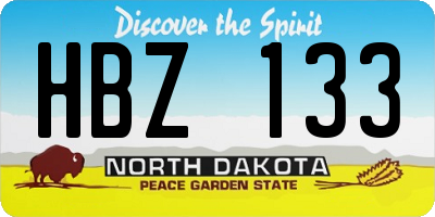 ND license plate HBZ133