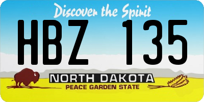 ND license plate HBZ135