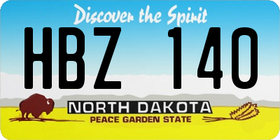 ND license plate HBZ140