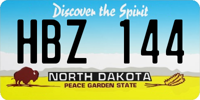 ND license plate HBZ144