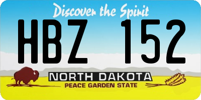 ND license plate HBZ152