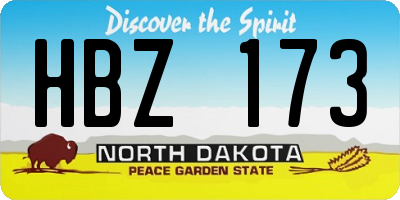 ND license plate HBZ173