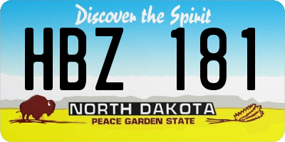 ND license plate HBZ181