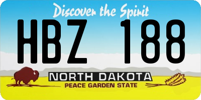 ND license plate HBZ188